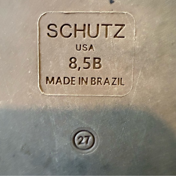 SCHUTZ Enola Sporty Blue Leather Bamboo Gold Buckle Sandal Slide 8.5 - Picture 9 of 11